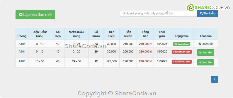 quản lý ký túc xá,quản lý phòng trọ,tính tiền điện nước,phân quyền admin nhân viên,đồ án tốt nghiệp,source code quản lý